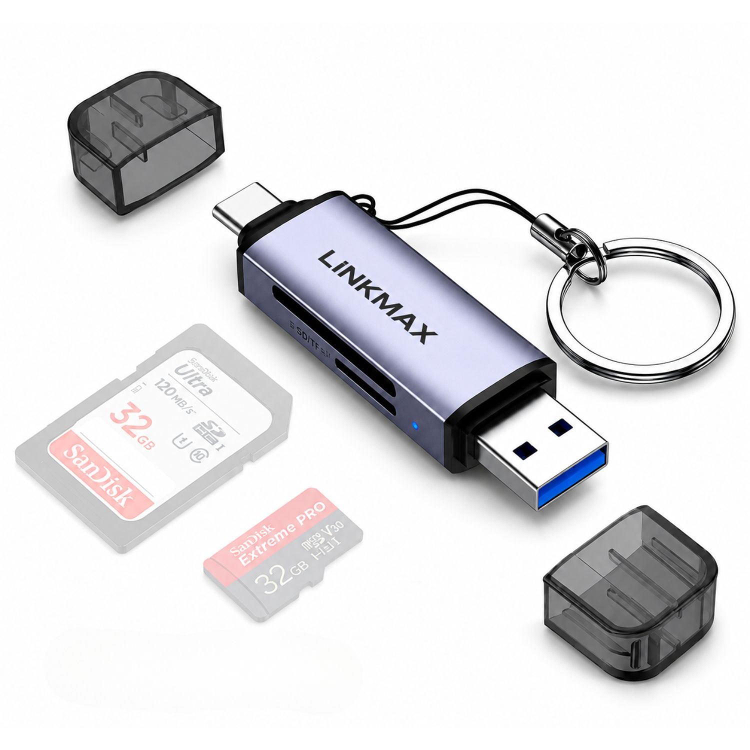 Lector De Tarjetas USB C OTG USB 3.0 Compatible SD TF Micro SD Para Celulares Android Laptop Y Tablet